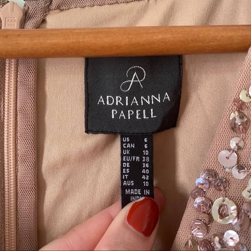 Adrianna Papell Gold Sequin V-Neck Sheath Dress - Picture 2 of 6
